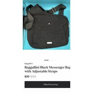 Baggallini Black Nylon Crossbody Messenger Travel Bag Adjustable Strap